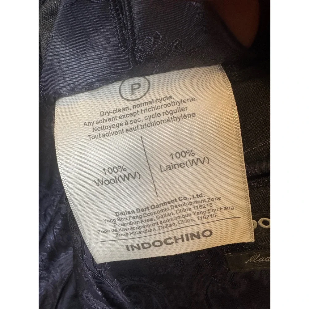 Indochino Mens 44L Tall 36X31 Gray Windowpane 100% Wool 2 Piece Suit Paisley